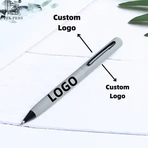 TTX Custom Logo Promotional Hotel Simple Metal Frosted Soft Rubber Twisted Boligrafos Stylo Ball Point Ballpoint Pens