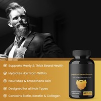 Capsules de Formule Premium pour la Croissance de la Barbe 5000mcg Biotine Collagène Complexe Vitaminique pour le Soutien des Poils Faciaux Masculins Certifié Halal