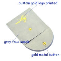 Emballage de bijoux personnalisé avec logo en or, petite pochette en daim pour bijoux de voyage, anneaux, colliers, boucles d'oreilles, avec bouton