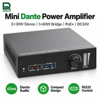 DQINFOS Mini 2-Channel 2x30W Stereo Analog Hitam Portable Metal Power Amplifier dengan Output RCA 24V DC/PoE+ untuk Ruang Kelas