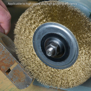 <span class=keywords><strong>Brosse</strong></span> <span class=keywords><strong>métallique</strong></span> ronde en laiton pour le décapage de la rouille, le polissage et la découpe de l'acier – <span class=keywords><strong>Brosse</strong></span> rotative - Product Image 5