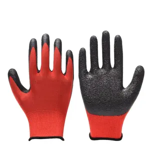 Nitril Handschutz Großhandel Firm Grip Crinkle Nitril Beschichtete Arbeits handschuhe Baumwolle Sicherheits garten Handschuhe Mann