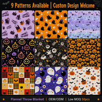 Couverture en polaire flanelle pour Halloween, motif chat noir et citrouille, impression personnalisée, douce et chaude, pour canapé, décoration de fêtes