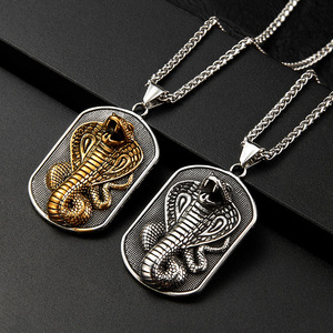 Collane con Ciondolo a Forma <span class=keywords><strong>di</strong></span> Serpente Hip Hop, Gioielli in Acciaio Inossidabile Impermeabile e Antiossidante, Moda Maschile, Vendita all'Ingrosso - Product Image 1