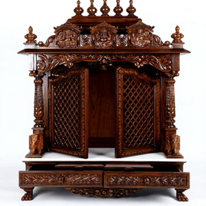 Traditional Large Size Teak Wood <b>Mandir</b> Hindu Teak Wood High Carved <b>Mandir</b> for Home Premium Quality TeakWood Temple for Sale USA - Product Image 3