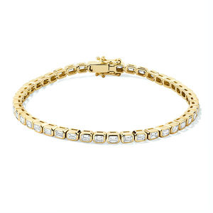 Gioiello di moda Gemnel 14K placcato oro laboratorio coltivato CZ taglio smeraldo cornice Baguette Tennis bracciale - Product Image 1