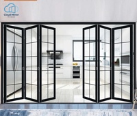 Porte de séparation intérieure pliante en aluminium à grille arquée française, porte en verre cannelé pour boutique, maison d'hôtes, salon de thé et magasin de vêtements