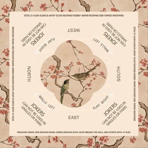 Tapete de Mahjong Americano con Estampado de Loto y Palmera, Tapete de Neopreno Antideslizante para Mesa de Mahjong con Reglas de Charleston - Product Image 2