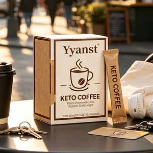 Café Keto Instantáneo en Polvo de Marca Privada OEM, a Base de Plantas, Natural Vigor, 10g*10 Sobres, Caja de Papel Kraft - Product Image 3
