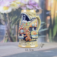 Chope à bière allemande classique en porcelaine de haute qualité avec couvercle en aluminium 1L, écologique, réutilisable, promotionnelle, souvenir pour bar à domicile