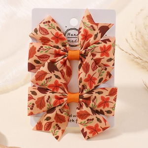 2ชิ้นแฟชั่นวินเทจพิมพ์ฟักทองโบว์ติดผมสำหรับเด็กผู้หญิงเด็กดอกไม้ชั้นน่ารักเครื่องประดับผมวันหยุดวันขอบคุณพระเจ้า - Product Image 5