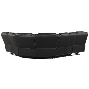 Canapé sectionnel inclinable en cuir noir moderne avec éclairage LED - Product Image 3