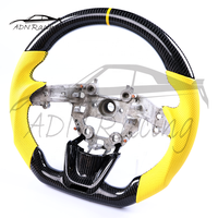 Volant de course personnalisé en fibre de carbone noire véritable à 3 branches avec cuir jaune pour KIA Stinger GT 2018-2023