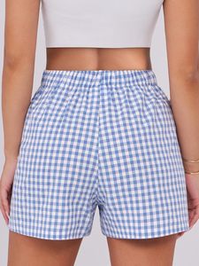 Pantaloncini caldi <span class=keywords><strong>da</strong></span> <span class=keywords><strong>donna</strong></span> 2025 estivi con motivo a quadretti Casual <span class=keywords><strong>Boxer</strong></span> Plaid <span class=keywords><strong>da</strong></span> salotto con elastico in vita tinta unita con pantaloni <span class=keywords><strong>da</strong></span> spiaggia - Product Image 4