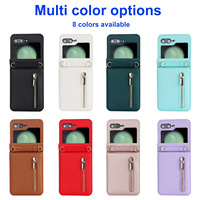 Luxe PU cuir portefeuille fente pour carte couverture arrière Mobile pour Samsung Z Flip 6 fermeture éclair étui Mobile portefeuille pour Samsung Z Flip 5 Flip 4