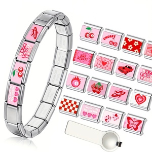 ¡Oferta! Pulsera de acero inoxidable de 9 mm con dijes italianos de mariposa roja personalizados, ideal para hacer joyas DIY, regalo. - Product Image 1