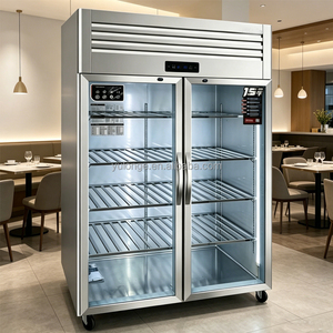 Réfrigérateur vertical commercial YULONGE avec porte vitrée, refroidissement statique, réfrigérateur vertical en acier inoxydable pour cuisine - Product Image 2