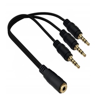 Cable Divisor de Audio Estéreo de 3.5mm y 1FT (1 Entrada, 3 Salidas) con Conectores Chapados en Oro y Revestimiento de PVC para Altavoces, Reproductores MP3, PC y Cámaras