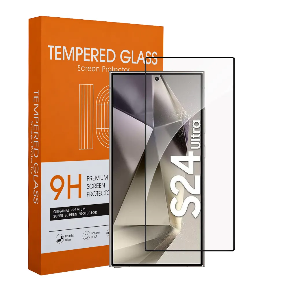 Protetor de tela de vidro temperado para celular Samsung S24 Plus Ultra, logotipo personalizado premium, capa completa 2.5D 9H transparente anti-riscos