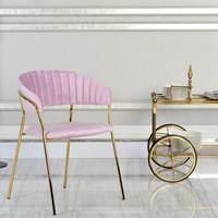 Chaise de salle à manger moderne en velours avec accoudoirs, dossier léger, pieds en métal, tissu de luxe pour salle à manger, hôtel, restaurant, usage domestique - Grande Vente