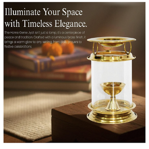 Lampe à huile traditionnelle indienne en laiton artisanal avec couvercle en verre protecteur, idéale pour les cérémonies Aarti, les temples, la maison et les fêtes. - Product Image 2