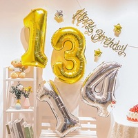 Ballons Chiffres Géants 32 Pouces Noir/Or Rose/Argent 0-9 Propres, Ballons Hélium en Aluminium pour Décorations d'Anniversaire et de Fête