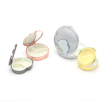 Pilulier de voyage de qualité alimentaire avec logo personnalisé étui à capsules de médicaments vierge boîte à pilules en métal portable avec miroir