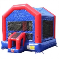 Château gonflable Fun Bounce rouge-bleu en PVC de 14 pieds, pour enfants, utilisation commerciale, installation facile, capacité maximale de 220 lb, pour jardin.