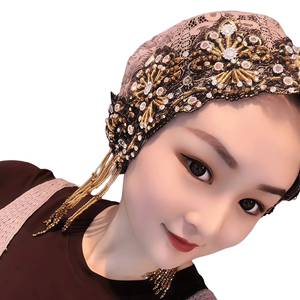 Nouveau foulard islamique multifonctionnel YASEEN pour femmes, tendance, ethnique du Moyen-Orient, en dentelle perlée, de haute qualité - Product Image 1