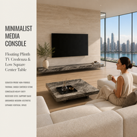 Meuble TV en pierre frittée italienne, table basse minimaliste nordique, ensemble de meuble TV mural suspendu en marbre haut de gamme, style luxe léger