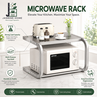 Étagère de rangement pour four à micro-ondes sur pied en acier au carbone à double niveau, organisateur gain de place pour cuisine domestique