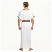 Costume de Toga Grecque Ancienne pour Homme, Robe d'Empereur Romain Blanche avec Bordure Dorée, Couronne de Laurier et Accessoires, Cosplay d'Halloween