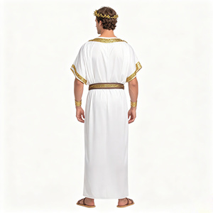 Disfraz de Toga Griega Antigua para Hombre, Túnica Blanca de <span class=keywords><strong>Emperador</strong></span> Romano con Adornos Dorados, Corona de Laurel y Accesorios, Cosplay de Halloween - Product Image 2
