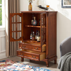 خزانة تلفاز خشبية أنتيكة رخيصة مع أبواب زجاجية خزانة نبيذ متناسقة خزانة غرفة معيشة منحوتة مع عرض بباب زجاجي - Product Image 4