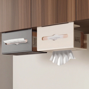 Wall Mounted <b>Paper</b> Towel Holder Rectangle Spear Gray Plastic <b>Wrap</b> And Dishcloth Storage <b>Roll</b> Holder Punch Free - Product Image 1