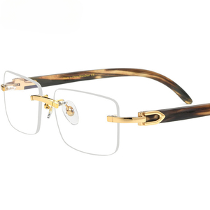 Monture de lunettes sans monture en corne naturelle blanche et noire pour lunettes de lecture, adaptée aux visages en forme de losange et pour le gaming - Product Image 1