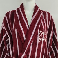Peignoir de bain en coton 100% avec logo personnalisé, tissé à rayures colorées, col rabattu, manches longues, peignoir de luxe pour spa et hôtel