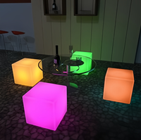 Cube lumineux de 20 cm et 50 cm pour meubles de patio extérieur, chaise cube LED rechargeable, tables de bar, éclairage de boîte de nuit, décoration