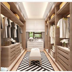 Armoire contemporaine en bois aluminium ensemble de meubles de chambre à coucher en bois armoire personnalisée vestiaire ambulant - Product Image 2