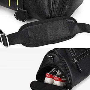 Bolsa de Viaje Deportiva Grande de Cuero PU Personalizada BEARKY, Negra, Impermeable, para Hombre - Product Image 5