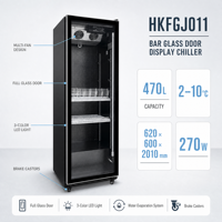 Vitrine Réfrigérée Économique avec Porte en Verre Trempé pour Bars, Pubs, Supermarchés, Restaurants, Hôtels et Magasins de Proximité
