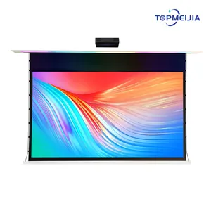 135-150 inch Voice control Ceiling Recessed Projection Screen Intelligent atmosphere light UST ALR Motorized Projector Screen