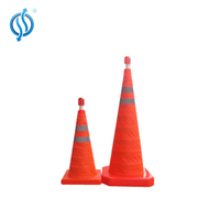 Pylons gonflables de construction led en PVC jaune, cônes de circulation pliants et recyclés, cônes de stationnement de signal de chapeau lumineux