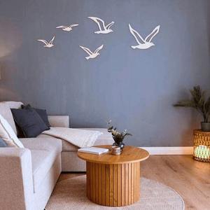 Dekorasi Dinding Burung Camar Kayu, Hiasan Burung Camar Kayu, Seni Dinding Camar Kayu, Bentuk Potongan Siluet - Product Image 5