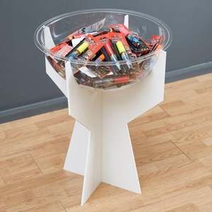 Tùy Chỉnh Nửa Sphere Rõ Ràng Bán Lẻ Dump Bin Hiển Thị <span class=keywords><strong>Acrylic</strong></span> Dump Bin Với Cơ Sở Màu Trắng Cho Khuyến Mãi, Fishbowl Dump Bin - Product Image 5