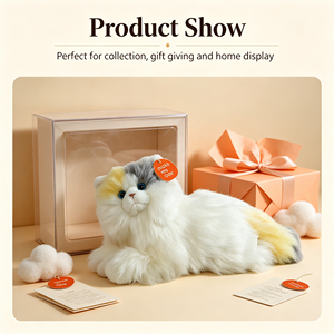 Peluche réaliste de <span class=keywords><strong>chat</strong></span> <span class=keywords><strong>persan</strong></span>, animal en peluche à poils longs couché, en coton PP, en gros, en stock, OEM personnalisé, cadeau pour enfants - Product Image 6