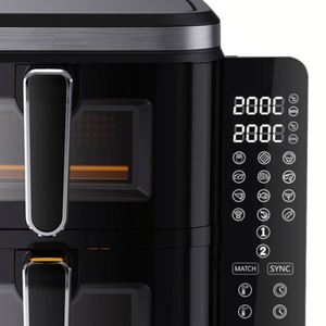 Nueva Freidora de Aire Eléctrica de Doble Cesta 2026 de 11L y 2800W con Control Digital, Temporizador de 0-60 Minutos, Revestimiento Antiadherente, Fácil de Leer, Sin Aceite - Product Image 2