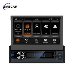 1Din 7 pulgadas HD pantalla táctil pantalla retráctil coche MP5 Radio Multimedia Audio coche reproductor estéreo receptor soporte carplay