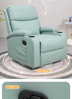 Moderno y Elegante Conjunto de Sofás Reclinables Eléctricos de Tela, Diseño Chino Ajustable, Extensible, con Funciones de Masaje y Refrigeración, Estructura de Madera