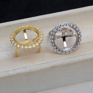 Wenchi S925 Ensemble d'accessoires DIY pour bijoux : Anneau, pendentif, boucles d'oreilles, capuchon de perle vide à fond plat 18mm pour perle coquillage cheval - Product Image 3